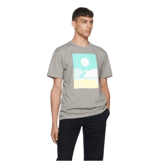 Maison Kitsuné x Anthony Burrill Edition Graphic Tee Grey Melange Cotton Knit XS - Picture 3 of 11